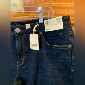a.n.a Dark Blue Mid-Rise Curvy Skinny Jeans